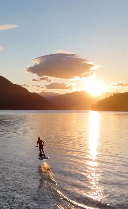 Hydroflyer rider at sunset